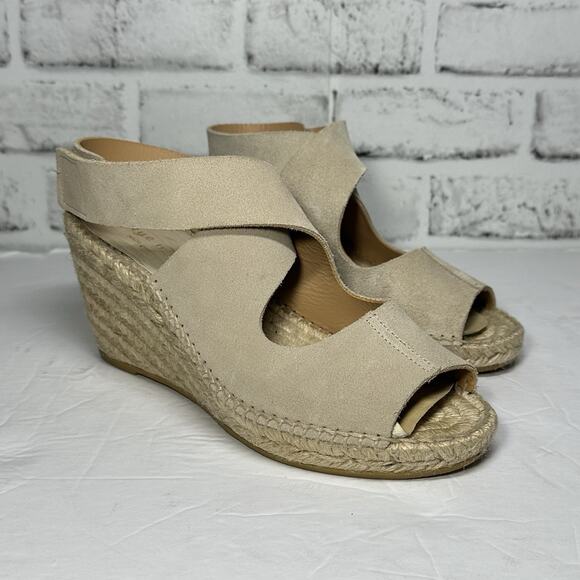Bettye Muller Wrap Espadrille Neutral Feminine Minimalist Wedge Sandal Womens 37 - Picture 1 of 10